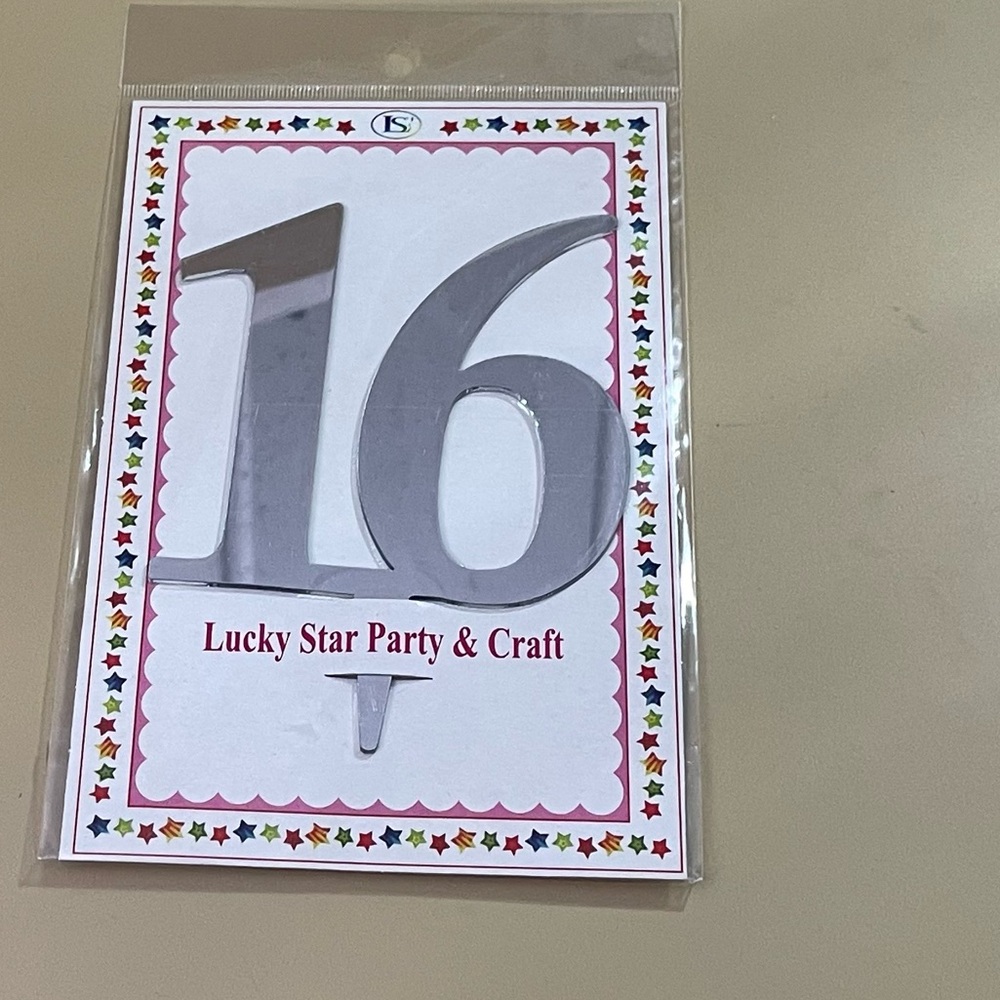 NWT  16th  Acrylic Mirrored Cake Topper